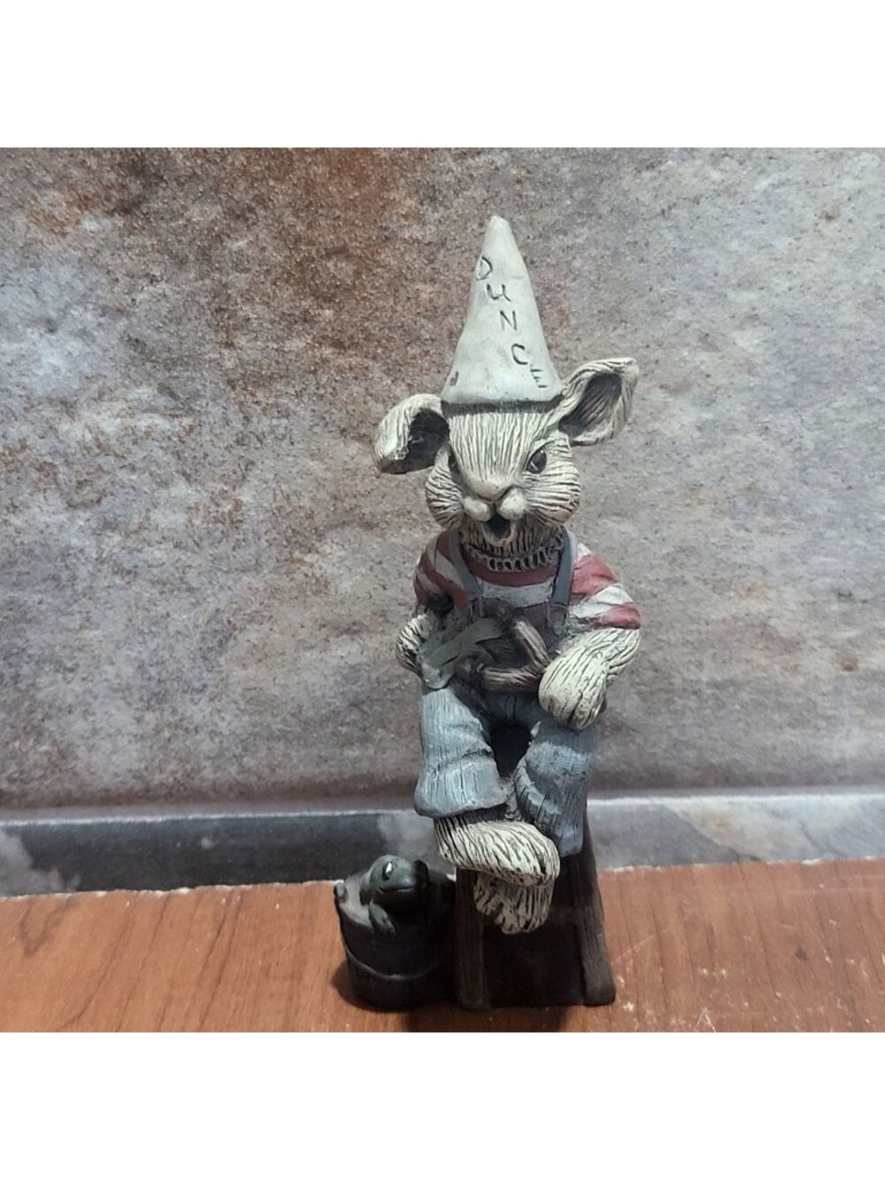 Sarahs Attic Folk Art Rabbit Figurine Conical Dunce Cap